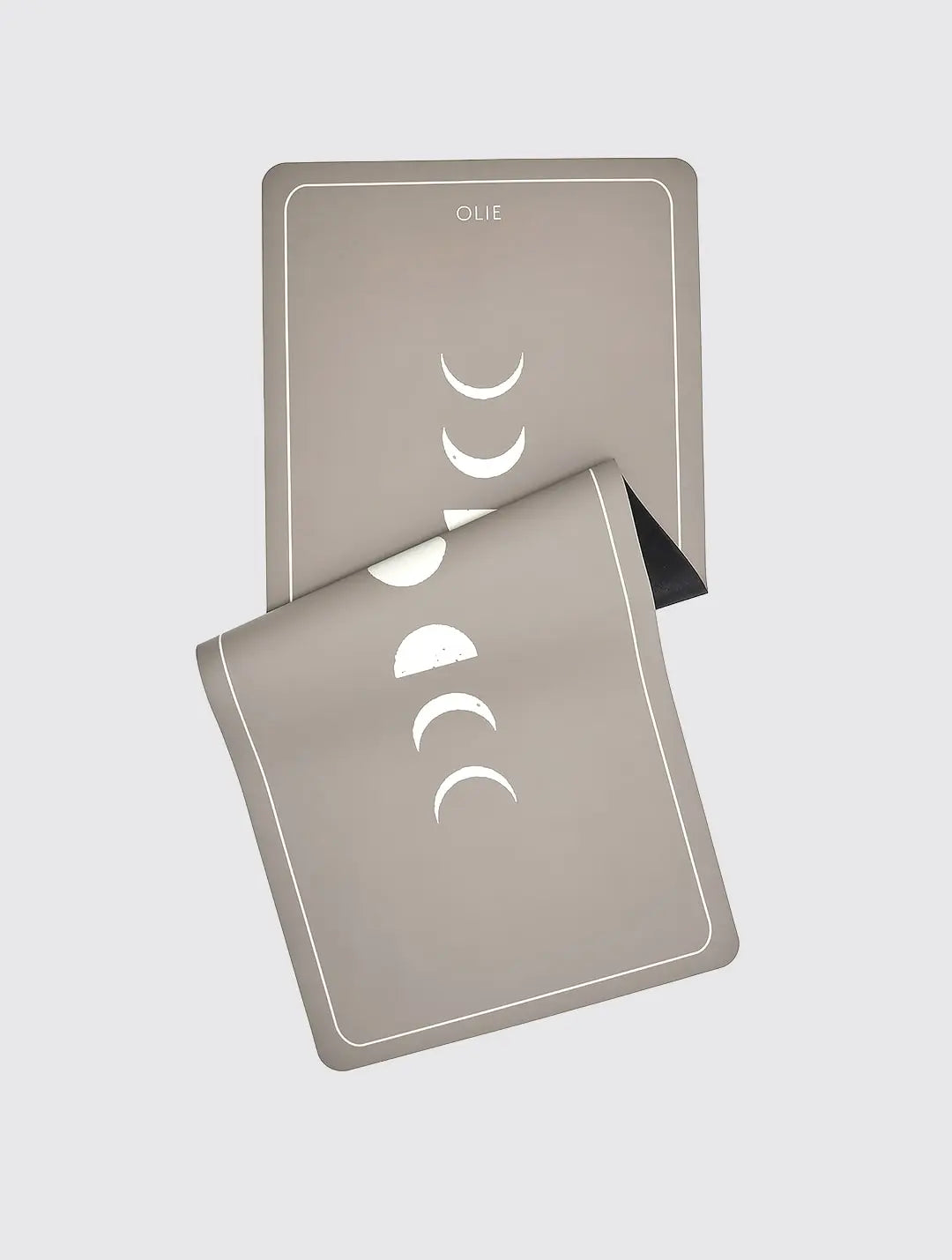 The Grippiest Yoga And Pilates Mat - The STONE MOON MAT - A Stone colour with the famous OLIE Moons down the centre. 